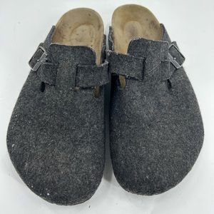 Birkenstock Boston Womens Mules Gray Wool Felt Clogs Slip On Sz EU 39USL 8